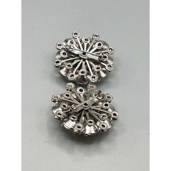 Vintage Pair of Rhinestones Pin Brooches Clear Stones Silver Tone Scatter Pins - Picture 4 of 5